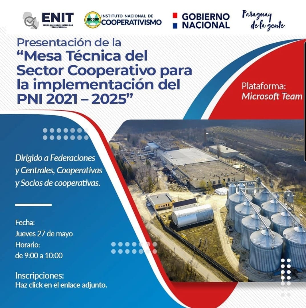 MESA TECNICA DEL SECTOR COOOPERATIVO PARA LA IMPLEMENTACIÓN DEL PNI 2021 26/05/2021